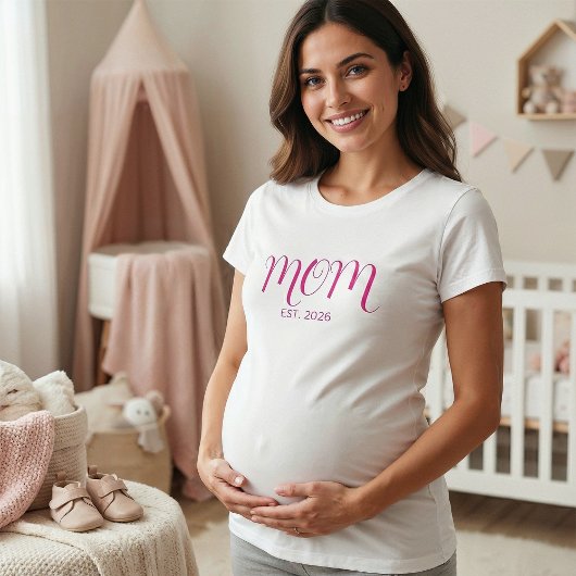 Pink Script Established Mom T-shirt
