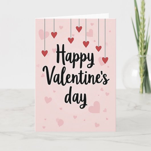 Pink Script Happy Valentines Day Card Kaart (Voorkant)