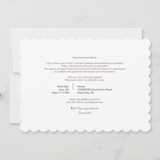 Pink Script Photo Grandmillennial Afstuderen Kaart (Achterkant)