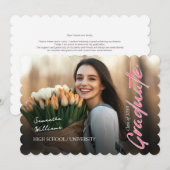 Pink Script Photo Grandmillennial Afstuderen Kaart (Voorkant / Achterkant)