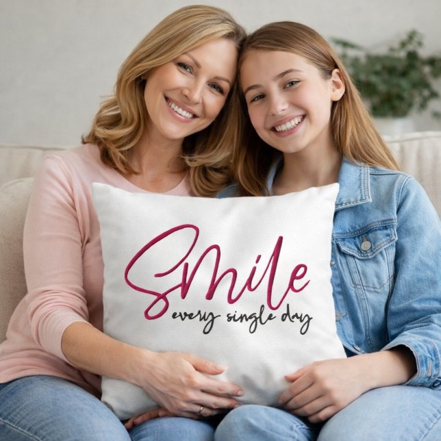 Pink Script Silver Glam Motivational Throw Pillow Kussen (Creator heeft geüpload)