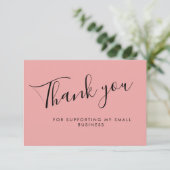 Pink Script Thank You Card Discount Review Busines Bedankkaart (Staand voorkant)