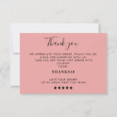 Pink Script Thank You Card Discount Review Busines Bedankkaart (Achterkant)