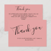Pink Script Thank You Card Discount Review Busines Bedankkaart (Voorkant / Achterkant)