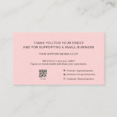 Pink Script Thank You Card QR Code Small Business Visitekaartje (Achterkant)
