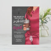 Pink Scrubs Verpleegkunde School Afstuderen Invita Kaart (Staand voorkant)