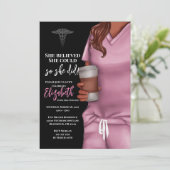 Pink Scrubs Verpleegkunde School Afstuderen Invita Kaart (Staand voorkant)