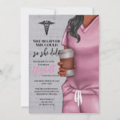 Pink Scrubs Verpleegkunde School Afstuderen Invita Kaart (Voorkant)