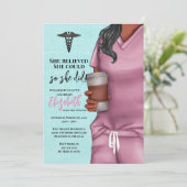 Pink Scrubs Verpleegkunde School Afstuderen Invita Kaart (Staand voorkant)