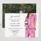 Pink scrubs verpleegster foto ze deed het Afstuder Kaart (Voorkant / Achterkant)