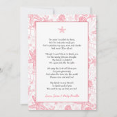 Pink Sea Shells baby shower dank u notitiegedicht Kaart (Voorkant)