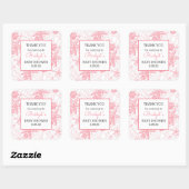 Pink Sea Shells baby shower gunst dank u Vierkante Sticker (Vel)