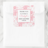 Pink Sea Shells baby shower gunst dank u Vierkante Sticker (Tas)