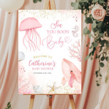 Pink Sea You Soon Baby Shower Welkom Bord