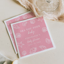 Pink Sea You Soon Kuststrand Meisje Baby Shower