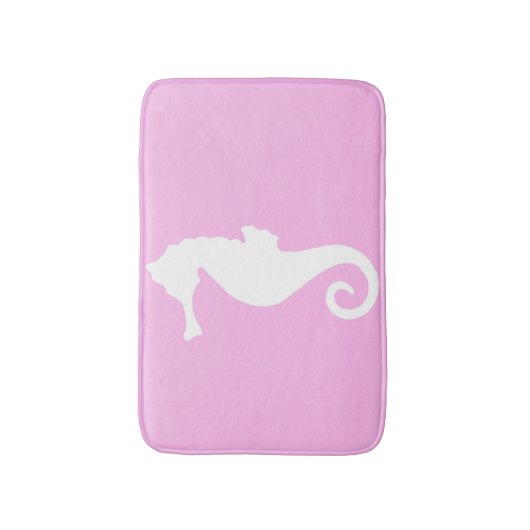 Pink Seahorse Bathroom Mat. Badmat (Voorkant Verticaal)