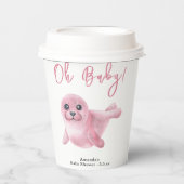 Pink Seal Baby shower Papieren Bekers (Voorkant)