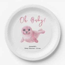 Pink Seal Baby shower Papieren Bordje
