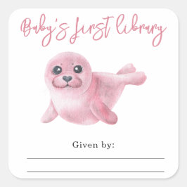 Pink Seal - de eerste bibliotheek van de baby Vierkante Sticker