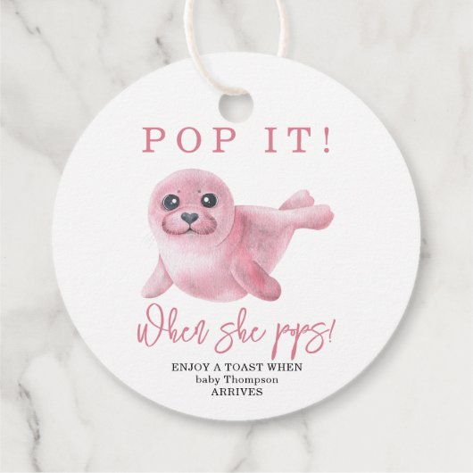 Pink Seal - Pop het! Als ze pop! Bedankjes Labels (Achterkant)