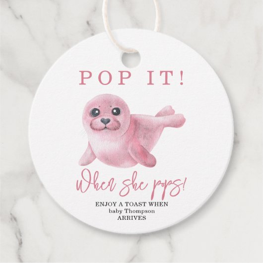 Pink Seal - Pop het! Als ze pop! Bedankjes Labels (Voorkant)