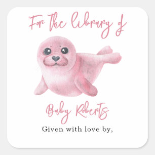 Pink Seal - voor de bibliotheek van Vierkante Sticker