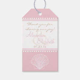 Pink Seashell Beach Wedding Guest Favor Dank je Cadeaulabel