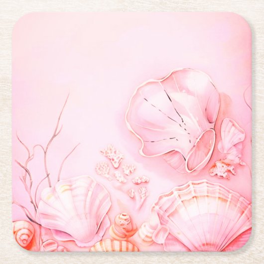 Pink Seashell Dark Kartonnen Onderzetters (Voorkant)