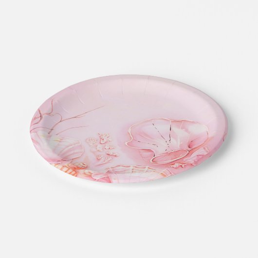Pink Seashell Dark Papieren Bordje (Gekanteld)