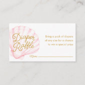 Pink Seashell Luier Raffle Ticket Informatiekaartje (Voorkant)