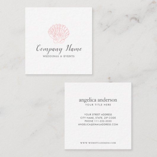 Pink Seashell Vierkante Visitekaartje (Voorkant / Achterkant)