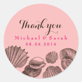 Pink Seashells Beach Wedding Bedankt Sticker