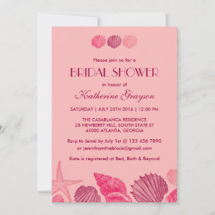 Pink Seashells Invitation for Summer Wedding Kaart