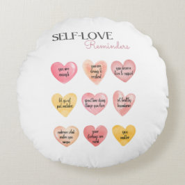 Pink Self-Love Affirmation Hearts Rond Kussen