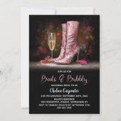 Pink Sequin Boots and Bubbly Bridal Shower Kaart (Voorkant)