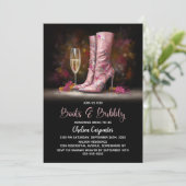 Pink Sequin Boots and Bubbly Bridal Shower Kaart (Staand voorkant)