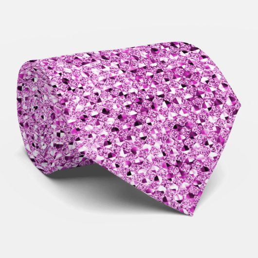 Pink Sequin Effect Stropdas (Opgerold)