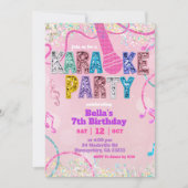Pink Sequin Glitter Karaoke Party Birthday Invitat Kaart (Voorkant)
