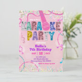 Pink Sequin Glitter Karaoke Party Birthday Invitat Kaart (Staand voorkant)