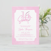 Pink Sequins Elegant Frame Calligraphy Sweet 16 Kaart (Staand voorkant)