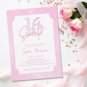 Pink Sequins Elegant Frame Calligraphy Sweet 16 Kaart
