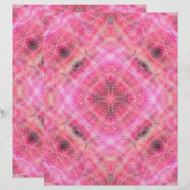 Pink Serene Garden Scrapbook Paper 2-Sided Page (Voorkant / Achterkant)