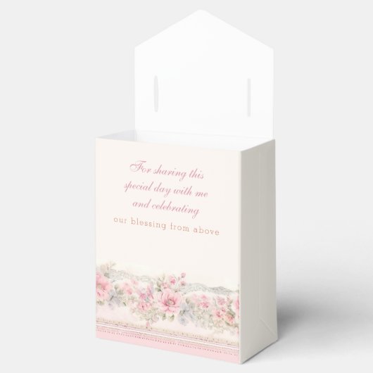 Pink Shabby Chic Floral Christian Baby Shower Bedankdoosjes (Geopend)