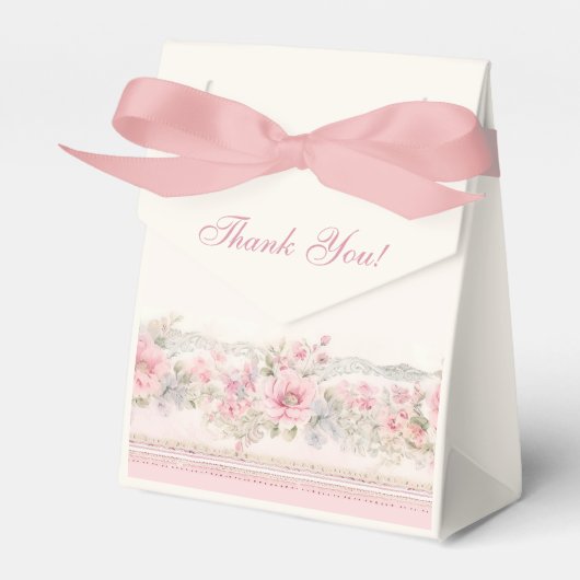 Pink Shabby Chic Floral Christian Baby Shower Bedankdoosjes (Voorkant Zijde)