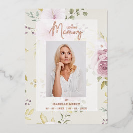 Pink Shades Botanical Floral Traditional Photo  Folie Uitnodiging