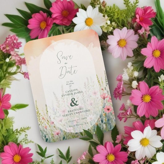 Pink Shades Delicate Romantic Wildflowers Field Magneet