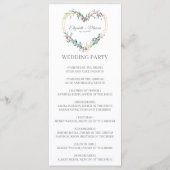 Pink Shades Heart on Wildflowers for Wedding Programmakaart (Achterkant)