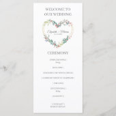 Pink Shades Heart on Wildflowers for Wedding Programmakaart (Voorkant)