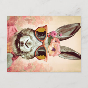 Pink Shades She-Bunny: een retro konijn in Groovy  Briefkaart