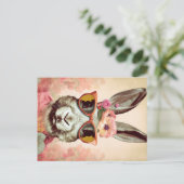 Pink Shades She-Bunny: een retro konijn in Groovy  Briefkaart (Staand voorkant)